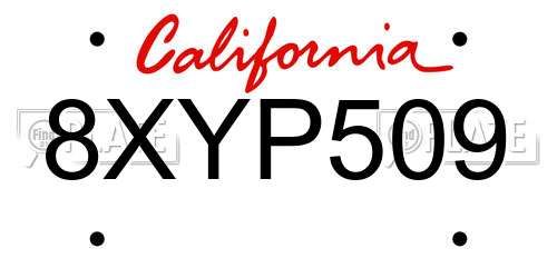 8XYP509 California License Plate