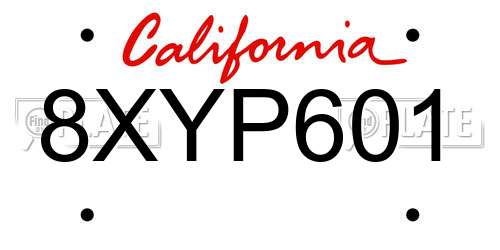 8XYP601 California License Plate