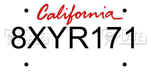 8XYR171 California License Plate