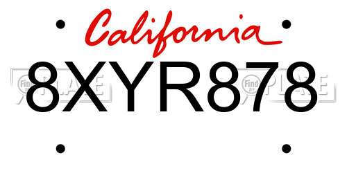 8XYR878 California License Plate