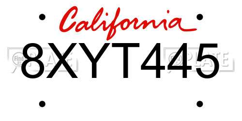 8XYT445 California License Plate
