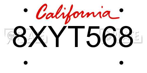 8XYT568 California License Plate