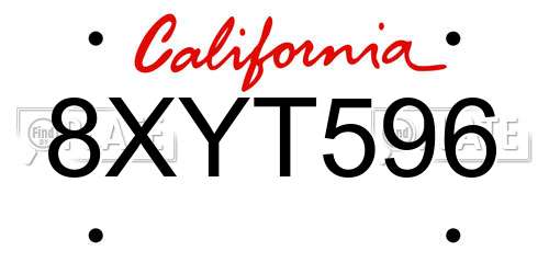 8XYT596 California License Plate