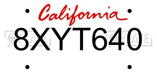 8XYT640 California License Plate