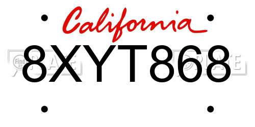8XYT868 California License Plate