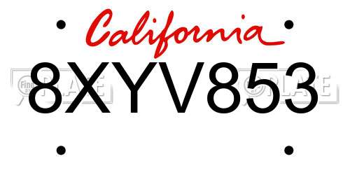 8XYV853 California License Plate