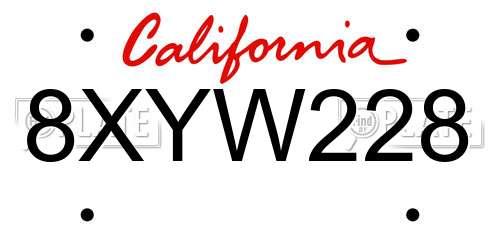 8XYW228 California License Plate