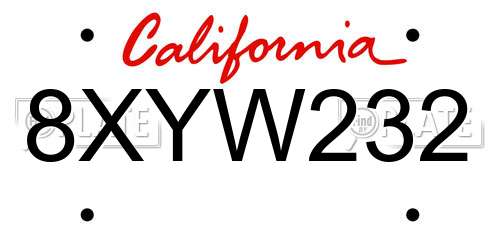 8XYW232 California License Plate