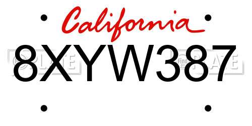 8XYW387 California License Plate