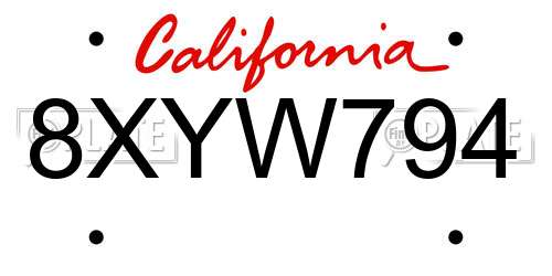 8XYW794 California License Plate