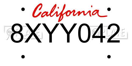 8XYY042 California License Plate