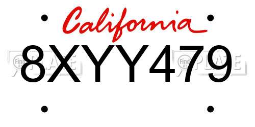 8XYY479 California License Plate