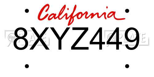 8XYZ449 California License Plate