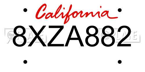 8XZA882 California License Plate