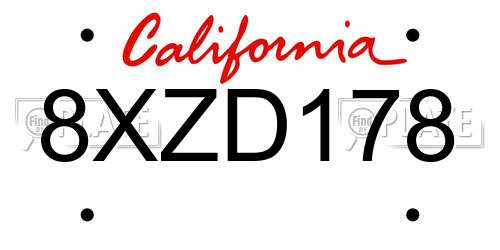 8XZD178 California License Plate