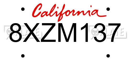 8XZM137 California License Plate