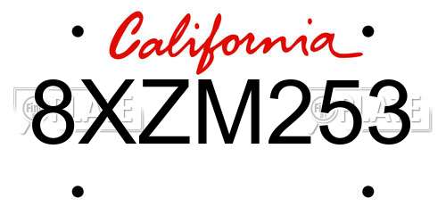 8XZM253 California License Plate