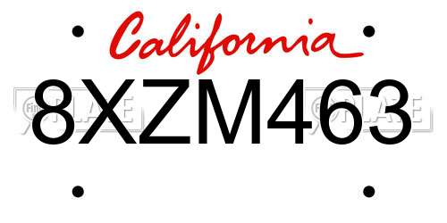 8XZM463 California License Plate