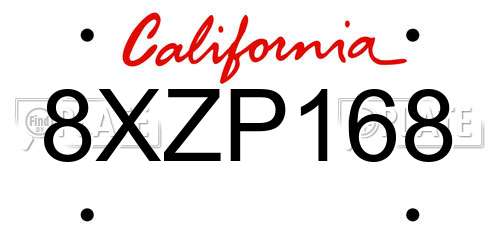 8XZP168 California License Plate