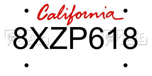 8XZP618 California License Plate