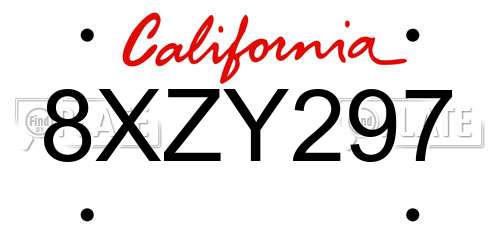 8XZY297 California License Plate
