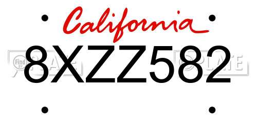 8XZZ582 California License Plate