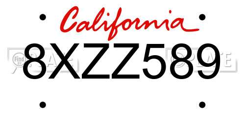 8XZZ589 California License Plate