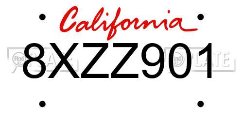 8XZZ901 California License Plate