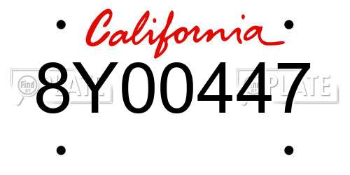 8Y00447 California License Plate