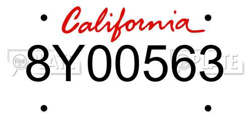 8Y00563 California License Plate