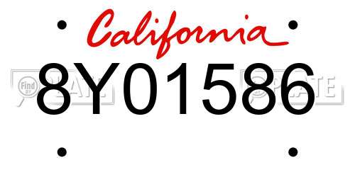 8Y01586 California License Plate