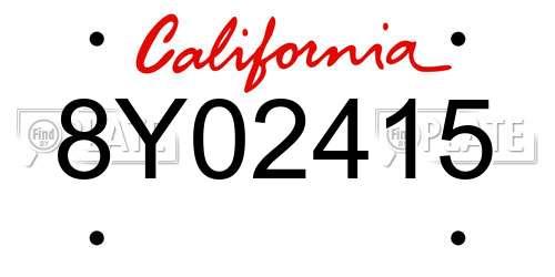 8Y02415 California License Plate