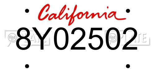 8Y02502 California License Plate