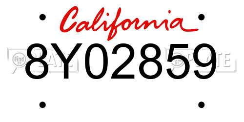 8Y02859 California License Plate