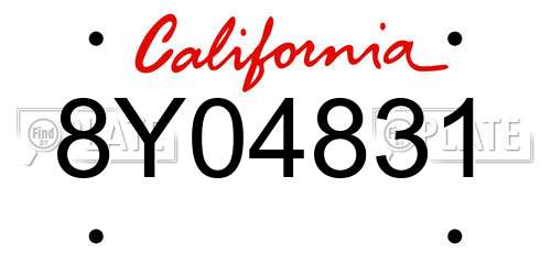8Y04831 California License Plate
