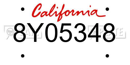 8Y05348 California License Plate