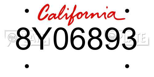 8Y06893 California License Plate