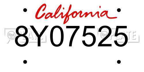 8Y07525 California License Plate