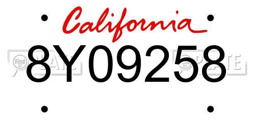 8Y09258 California License Plate