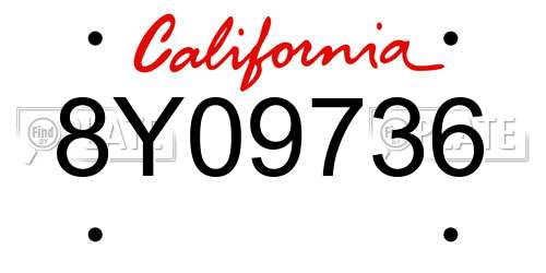 8Y09736 California License Plate