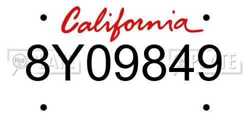 8Y09849 California License Plate