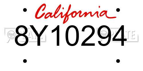 8Y10294 California License Plate