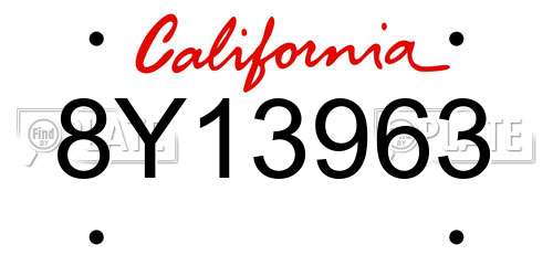 8Y13963 California License Plate