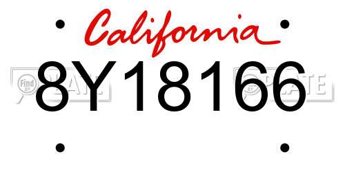 8Y18166 California License Plate