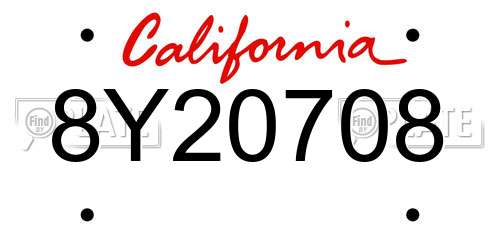 8Y20708 California License Plate