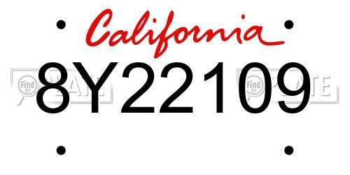8Y22109 California License Plate