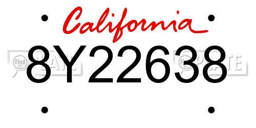 8Y22638 California License Plate