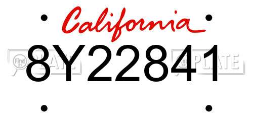 8Y22841 California License Plate