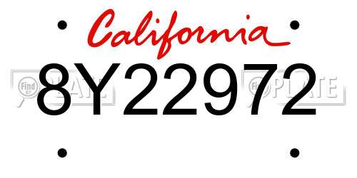 8Y22972 California License Plate