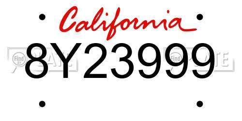 8Y23999 California License Plate